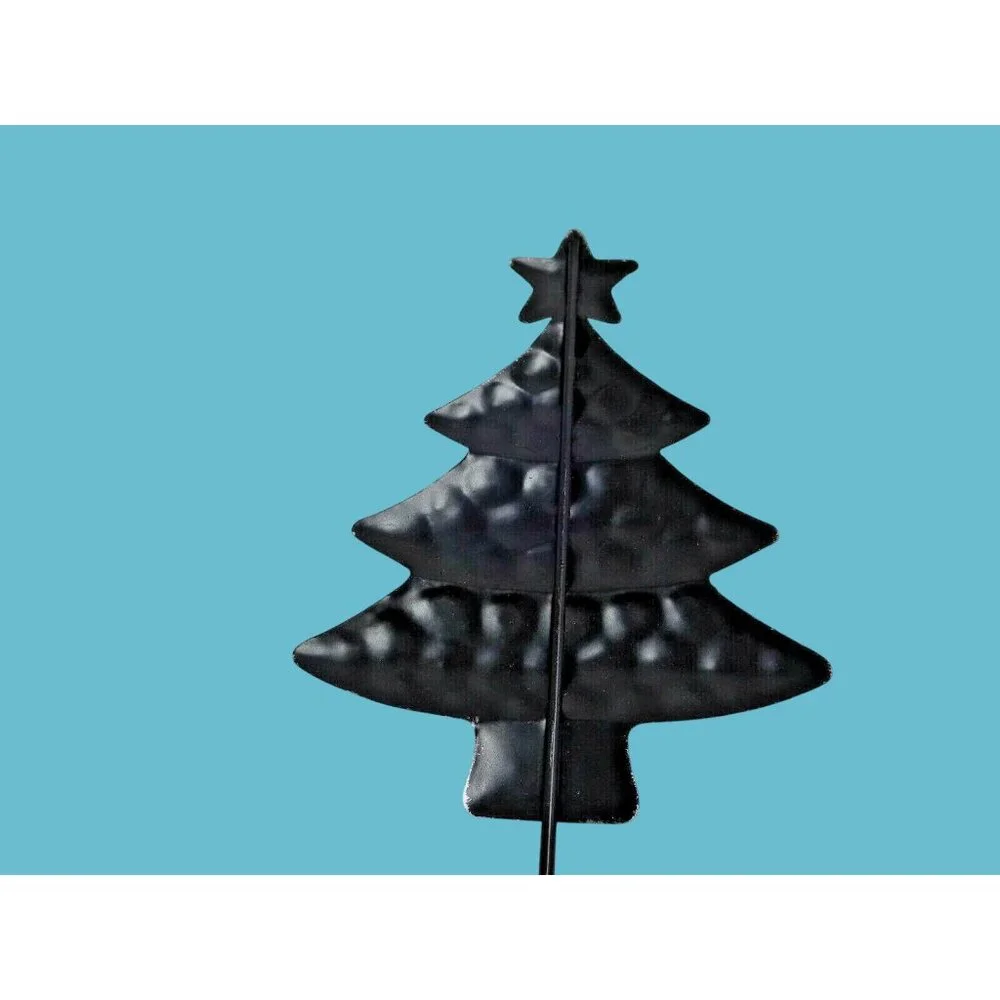 Christmas Tree Garden Stake Silver Metal Yard Lawn Floral Planter
